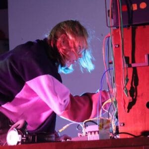 Joe performing a piece with test equipment modular.
